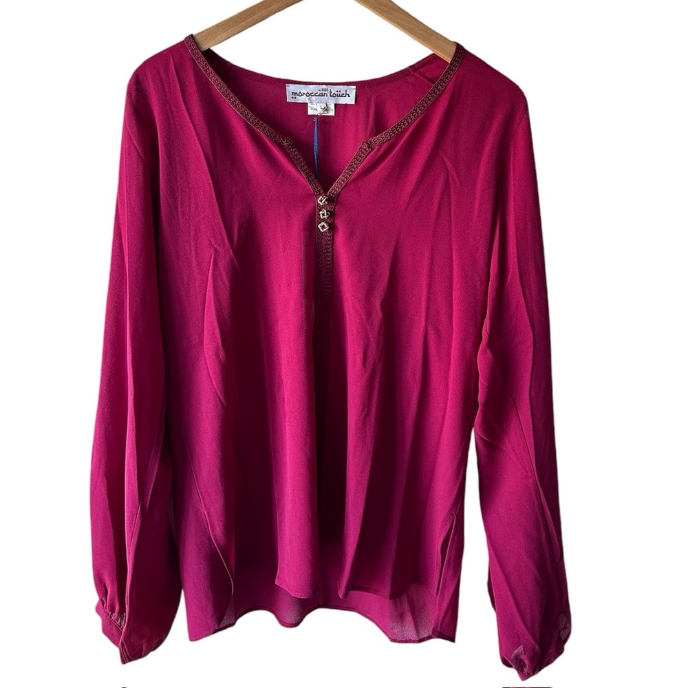Red Moroccan Touch Long Sleeve with Gold Accents